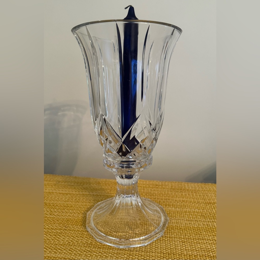 Beautiful Two Piece Heavy Lead Crystal Candle Holder, Two (2) Candles Included